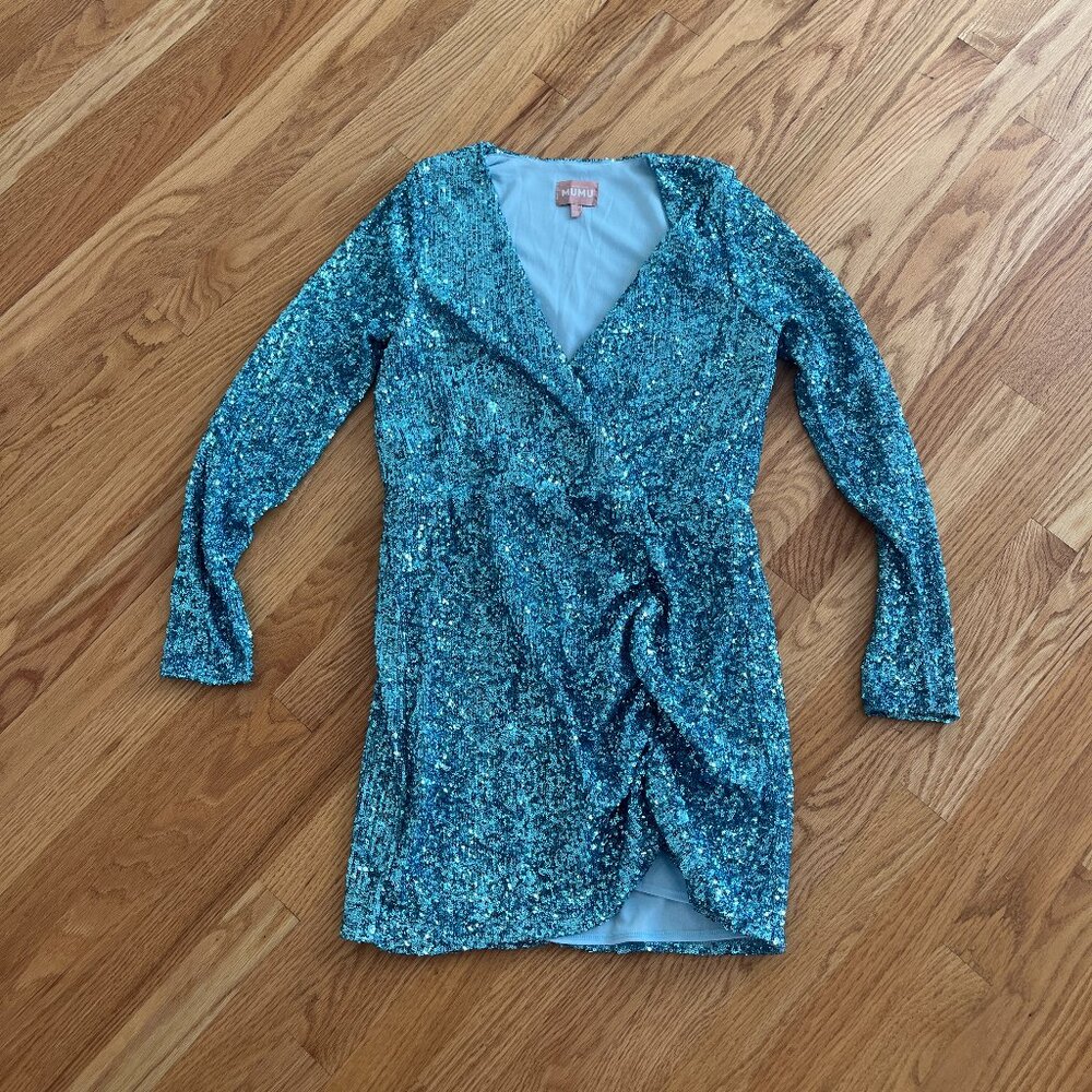 Blue sequin glitter dress Show me your Mumu Party Hop Dress
